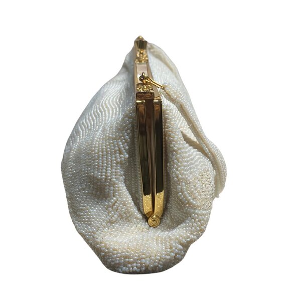 Vintage Beaded Clutch by Dena of Dallas – Ivory Pearl Purse Made in Japan - Picture 5 of 10